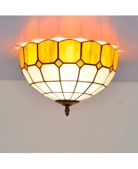 30CM Europa Tiffany Mediterranean Minimally Colored Glass Restaurant Bedroom Corridor Glass Ceiling Light