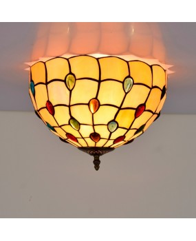 30CM Europa Tiffany Colored Bead Glass Lamp Restaurant Foyer Corridor Bathroom Glass Ceiling Light