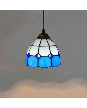 15CM Euro Tiffany Colored Glass Living Room Restaurant Bar Clubhouse Mediterranean Blue Small Pendant Glass