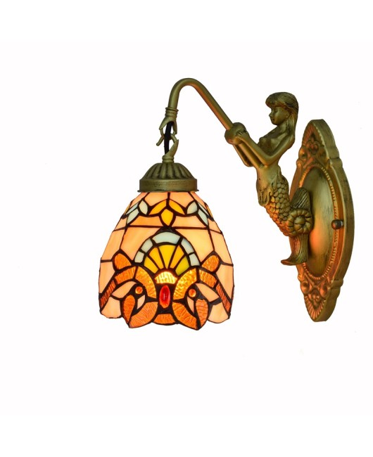 Vintage Euro Tiffany Colored Glass Living Room Dining Room Bedroom Bar Clubhouse Corridor Baroque Balcony Wall Light