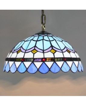 Europa Tiffany Creative Colored Glass Mediterranean Restaurant Pendant Bedroom Balcony Corridor Light 30CM