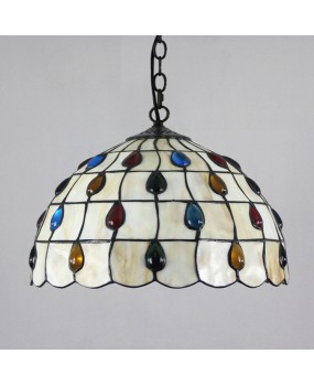 Europa Tiffany Light Luxury Light Colored Glass Dining Room Bedroom Balcony Corridor Pendant Light 12 inch Phoenix Tail Bead Light