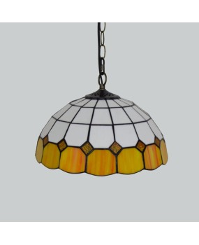 Europa Tiffany Simple Mediterranean Colored Glass Retro Restaurant Bedroom Orange Pendant 30CM Light Fixture