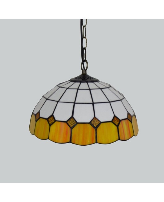 Europa Tiffany Simple Mediterranean Colored Glass Retro Restaurant Bedroom Orange Pendant 30CM Light Fixture