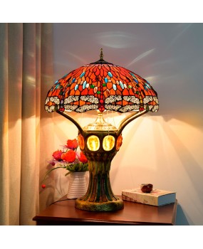 Retro Creative Red Dragonfly Europa Tiffany Colored Glass Living Room Exhibition Hall Office Hotel Terrace Lighting