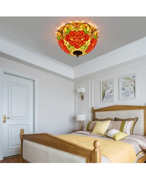 50cm Eu Cong Tiffany Rose Colored Glass Small Living Room Dining Room Bar Bedroom Art Ceiling Light