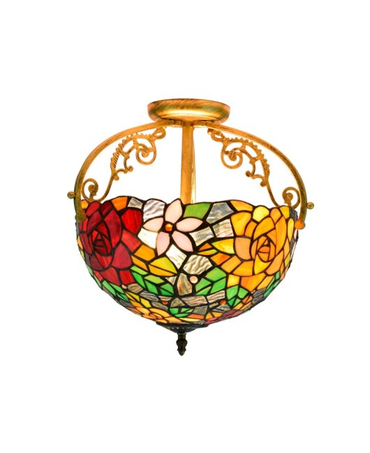 30CM Europa Tiffany Colorful Rose Colored Glass Dining Room Bedroom Corridor Glass Half Ceiling Light