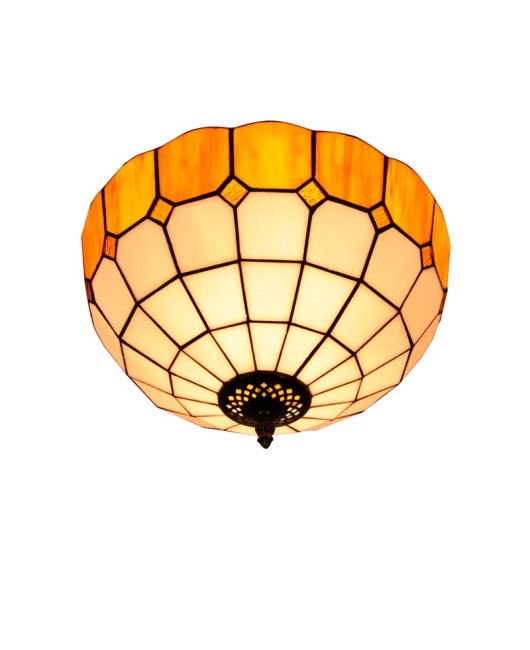 30CM Europa Tiffany Mediterranean Minimally Colored Glass Restaurant Bedroom Corridor Glass Ceiling Light