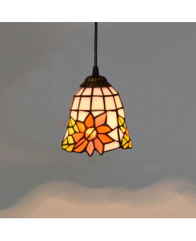 15CM Euro Tiffany Colored Glass Vintage Art Restaurant Bar Pendant Sunflower Countryside Corridor Lighting