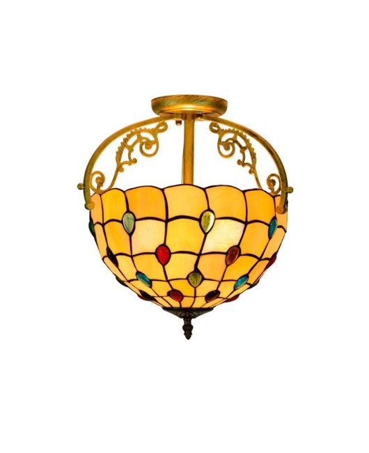 30CM Europa Tiffany Colored Beads Warm Colored Glass Dining Room Bedroom Corridor Bathroom Glass Ceiling Light