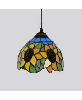 20CM Europa Tiffany Colored Glass Living Room Dining Room Bedroom Corridor Small Pendant Sun Flower Glass Lamp