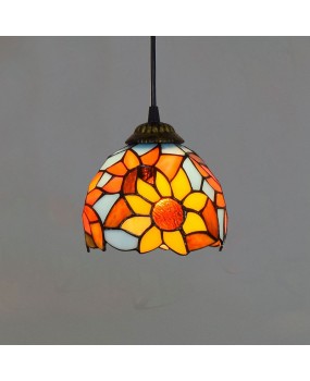 15CM Euro Tiffany Colored Glass Corridor Balcony Corridor Bar Garden Sunflower Small Hanging Light Fixture