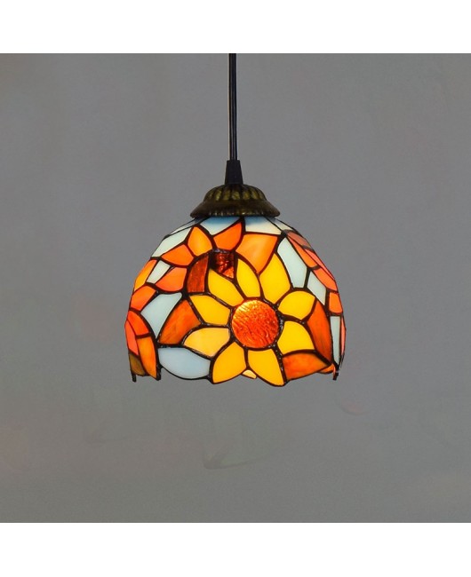 15CM Euro Tiffany Colored Glass Corridor Balcony Corridor Bar Garden Sunflower Small Hanging Light Fixture