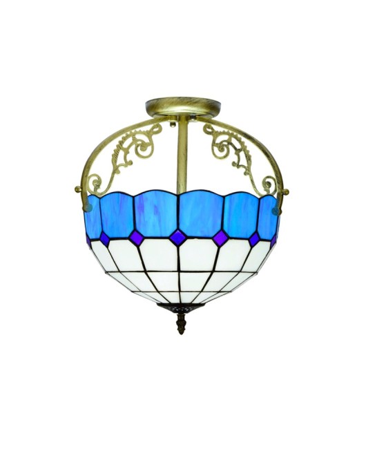 30CM Europa Tiffany Mediterranean Blue Colored Glass Restaurant Corridor Bathroom Glass Half Ceiling Light