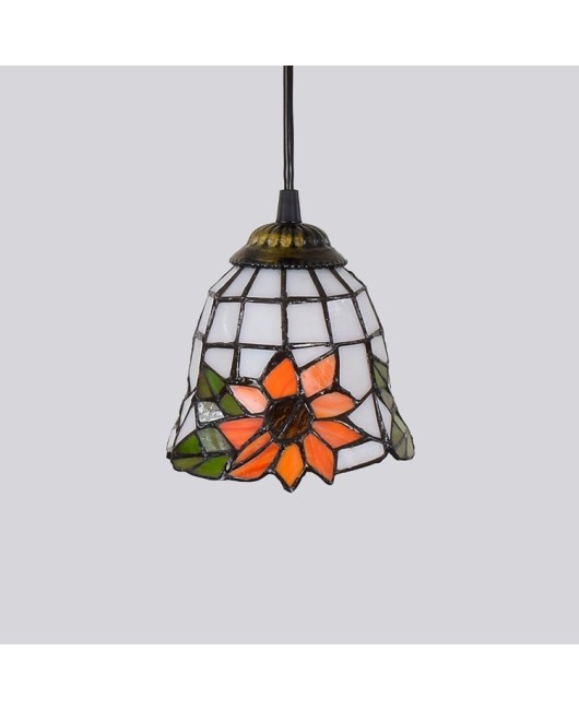 15CM Euro Tiffany Colored Glass Vintage Art Restaurant Bar Pendant Sunflower Countryside Corridor Lighting