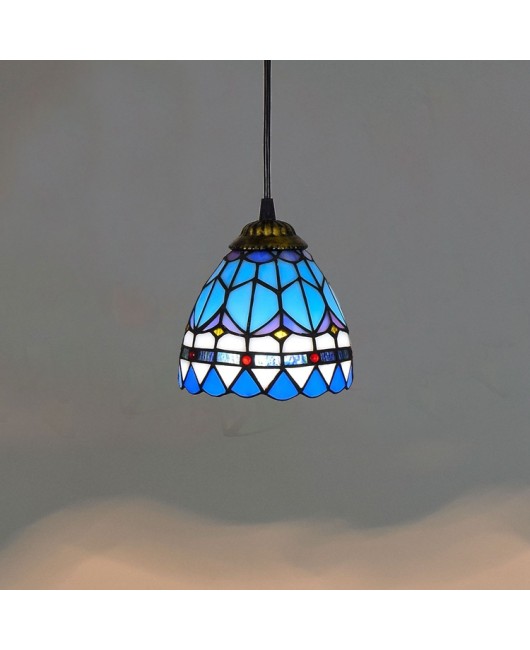 15CM Euro Tiffany Colored Glass Bar Restaurant Retro Mediterranean Blue Balcony Corridor Pendant Light