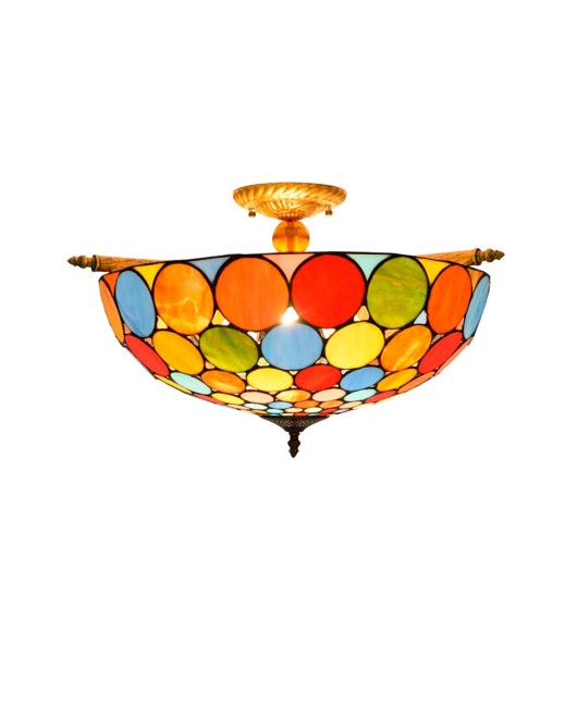 55CM European Tiffany Colorful Glass Living Room Dining Room Bar Bedroom Glass Semi Ceiling Light Fixture