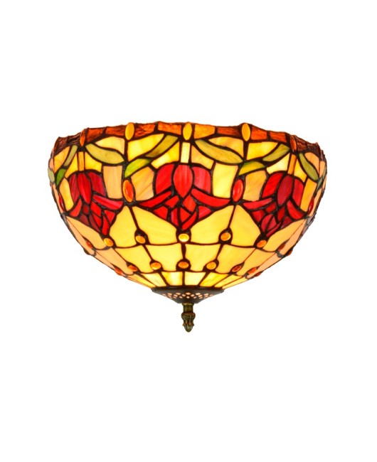 30CM Europa Tiffany Red Tulip Colored Glass Dining Room Bedroom Corridor Glass Ceiling Light