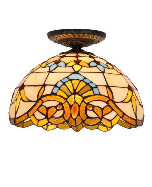 30CM Euro Tiffany Colored Glass Vintage Baroque Restaurant Bedroom Corridor Bathroom Ceiling Light Fixture