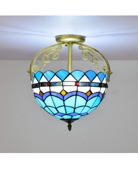 30CM Europa Tiffany Mediterranean Colored Glass Restaurant Bedroom Corridor Bathroom Glass Ceiling Light