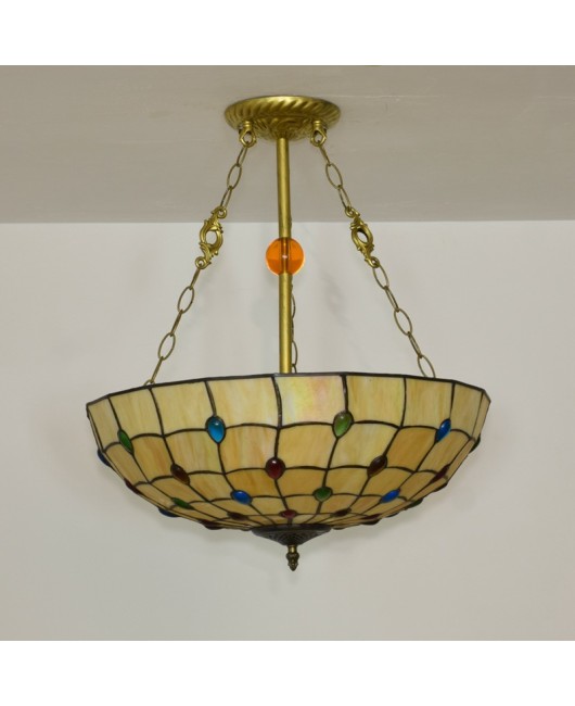 50cm Eu Cong Tiffany Vintage Colored Beads Warm Yellow Creative Colored Glass Living Room Dining Room Bedroom Pendant Light