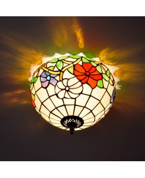 30CM Europa Tiffany Morning Glory Art Colored Glass Restaurant Corridor Bathroom Glass Ceiling Light