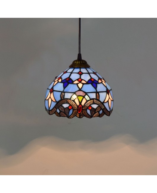 20CM8 inch blue Baroque Mediterranean Euro Tiffany colored glass balcony corridor glass pendant light