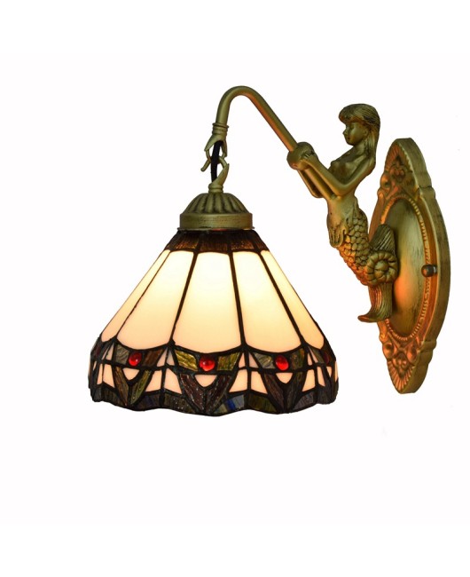 Vintage Euro Tiffany Colored Glass Living Room Dining Room Bedroom Bar Clubhouse Corridor Balcony Wall Light 20CM