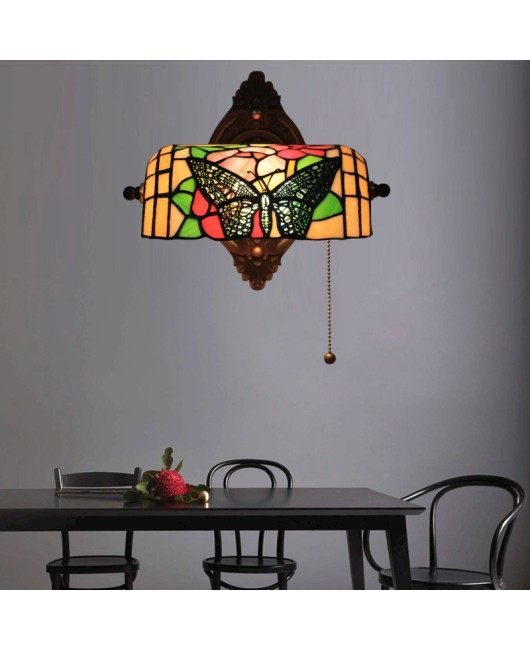 Cross border foreign trade Tiffany butterfly wall lamp European retro nostalgic coffee shop bar restaurant tea house corridor corridor