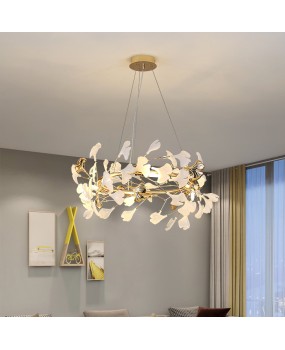 Light luxury modern restaurant pendant light art ginkgo leaf living room pendant light loft villa sky jumping hotel lobby light