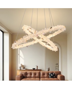 Creative living room pendant lamp, post-modern minimalist bedroom study lamp, Nordic light luxury crystal flower circular dining room hanging lamp