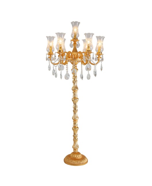 European zinc alloy crystal floor lamp, golden and atmospheric villa hall floor lamp, hotel aisle bedroom decorative lamp