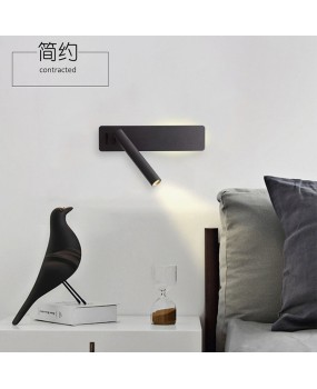 Modern minimalist study bedroom bedside lamp engineering wall lamp with switch rotatable LED hotel room reading light