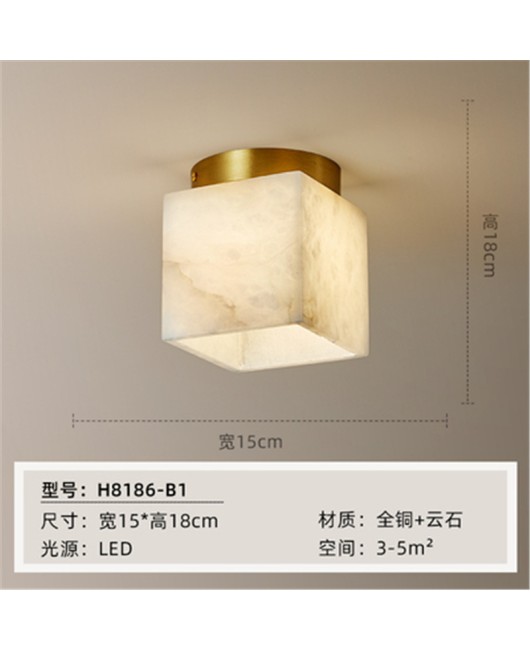 New Chinese style all copper marble entrance hallway, dressing room, balcony, ceiling mounted, modern single headed hallway, ceiling light