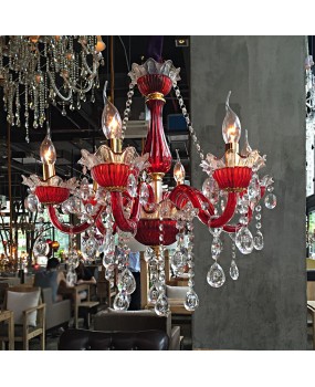 Manga coffee shop lighting fixtures, red bedroom crystal lights, colorful internet cafes, bar chandeliers, personalized and creative hotel lights wholesale