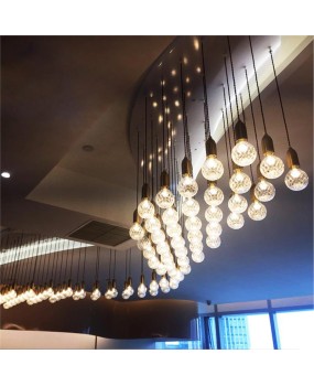 Postmodern minimalist creative decoration LED light bulb creative personality restaurant bar counter crystal glass ball staircase pendant light