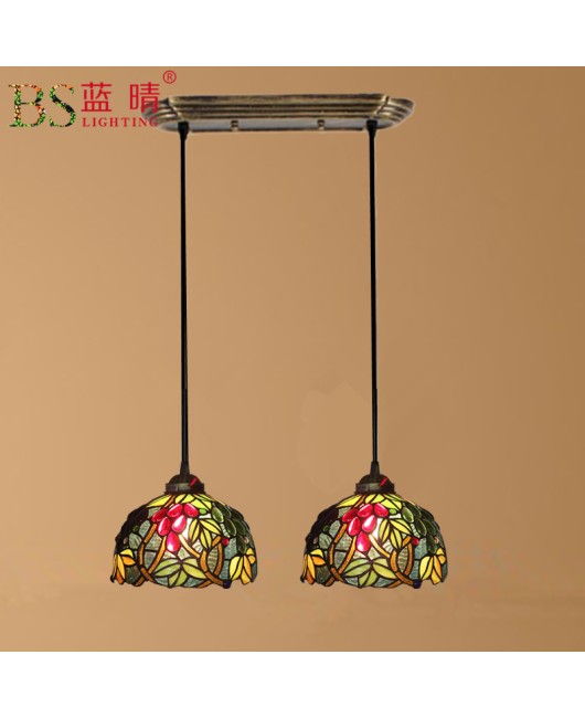 Cross border 8-inch Tiffany European style pendant light American retro creative grape farmhouse bar booth LED pendant light