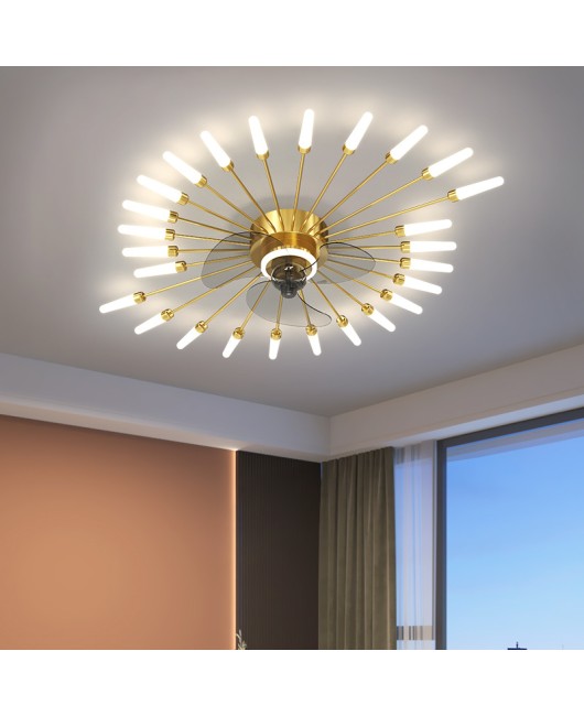 Fan lights, living room ceiling lights, simple, modern, atmospheric, bedroom fireworks, ceiling fan lights, integrated frequency conversion, 2022 new model