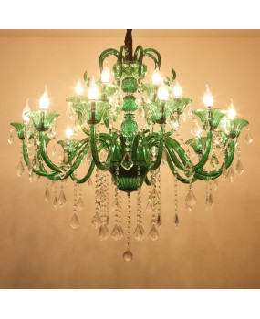 European style coffee pendant light, bedroom restaurant lighting, green clothing store, KTV private room light, hotel colored crystal light