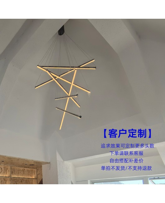 Minimalist living room chandelier villa duplex self built house, hollow high-rise staircase light, Italian minimalist modern lighting fixtures