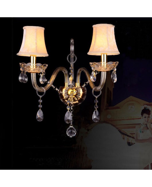 European Candle Gold Double Headed Single Head Bedroom Bedhead Wall Light Indoor Light Glass Crystal Wall Light Corridor Light Fixture