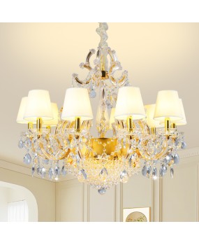 French style living room crystal chandelier, light luxury dining room bedroom lighting, atmospheric duplex villa gold clip on lamp, wall lamp