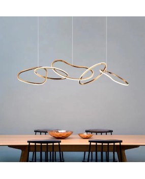 Minimalist Light Luxury Living Room Pendant Light Postmodern Art Creative Circle Light Stainless Steel Circular Bedroom Dining Bar Desk Light