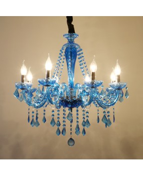 European style living room crystal chandelier, dining room lamp, Mediterranean blue bedroom lamp, creative coffee shop, internet cafe, bar counter lamp