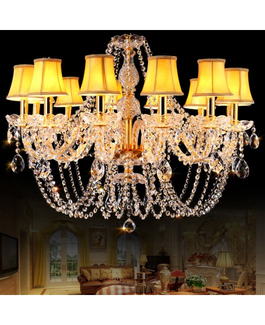 European style living room crystal chandelier, dining room light, simple golden atmosphere, home bedroom lighting, villa coffee shop lighting