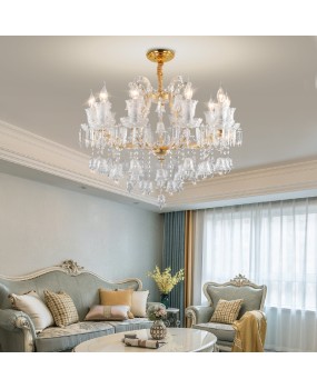 European style living room crystal lamp, dining room bedroom study, home pendant lamp, golden creative hotel, internet cafe, KTV candle lamp