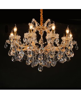 European style living room pendant light luxurious grand dining room crystal light creative bedroom study lighting golden clip candle light