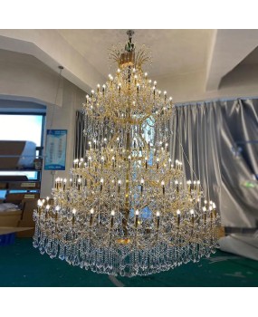 Wholesale European crystal candle clip pendant lights, luxurious and atmospheric hotel wedding banquet hall decorative lights, villa living room lighting fixtures