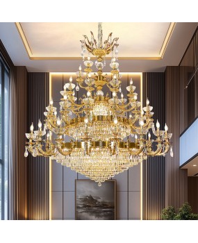 European zinc alloy pendant lamp, living room lamp, candle lamp, high-end luxury villa hall, dining room, crystal lamp, factory direct sales