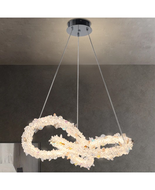 Designer style living room crystal chandelier, modern minimalist light luxury dining room bedroom light, creative clothing store LED lighting fixtures